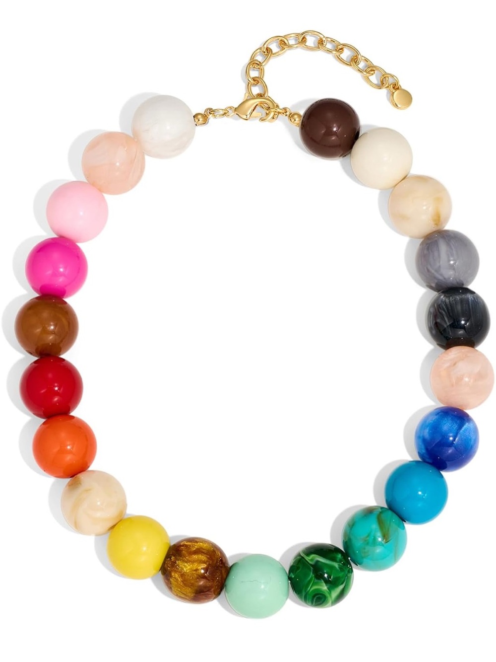 Multicolor Dopamine Marbled Beaded Statement Necklace